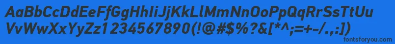 PfdintextproBolditalic Font – Black Fonts on Blue Background