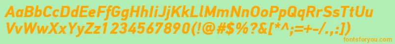 PfdintextproBolditalic Font – Orange Fonts on Green Background