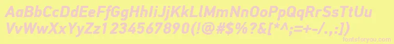 PfdintextproBolditalic Font – Pink Fonts on Yellow Background