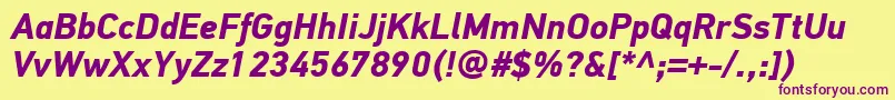 PfdintextproBolditalic Font – Purple Fonts on Yellow Background