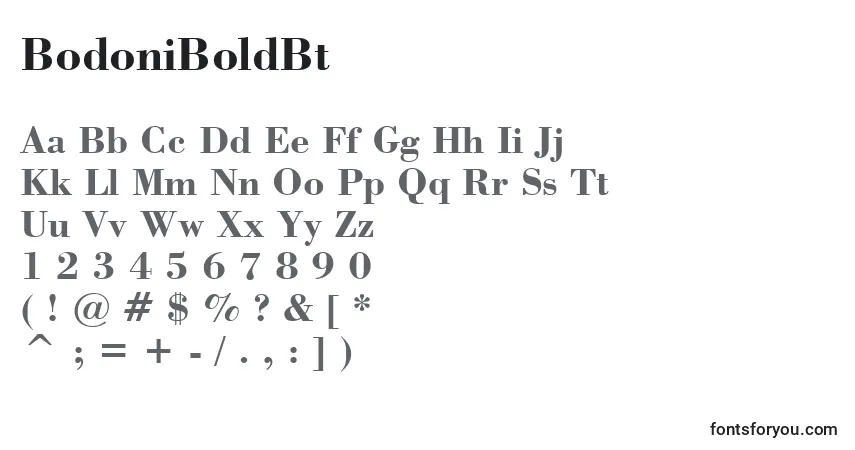 Czcionka BodoniBoldBt – alfabet, cyfry, specjalne znaki