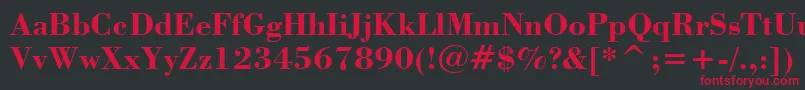 BodoniBoldBt Font – Red Fonts on Black Background