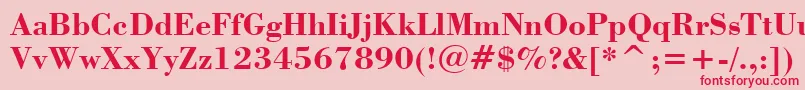 フォントBodoniBoldBt – ピンクの背景に赤い文字