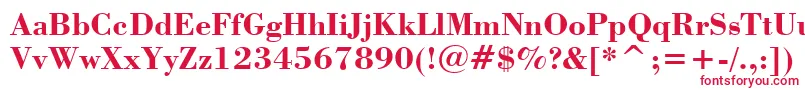BodoniBoldBt-Schriftart – Rote Schriften auf weißem Hintergrund