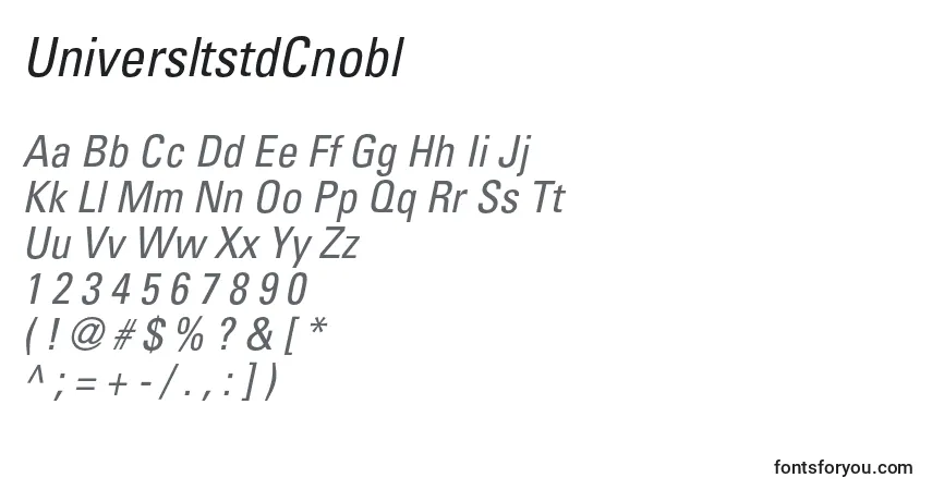 A fonte UniversltstdCnobl – alfabeto, números, caracteres especiais