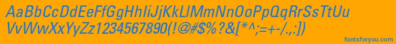 UniversltstdCnobl Font – Blue Fonts on Orange Background
