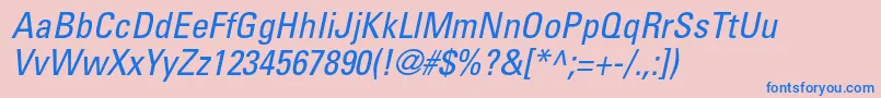 UniversltstdCnobl Font – Blue Fonts on Pink Background