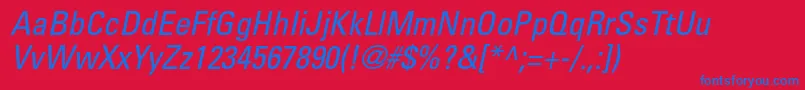 UniversltstdCnobl Font – Blue Fonts on Red Background
