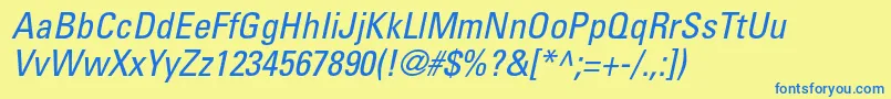 UniversltstdCnobl Font – Blue Fonts on Yellow Background