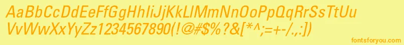 UniversltstdCnobl Font – Orange Fonts on Yellow Background