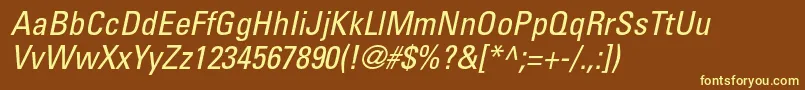 UniversltstdCnobl Font – Yellow Fonts on Brown Background