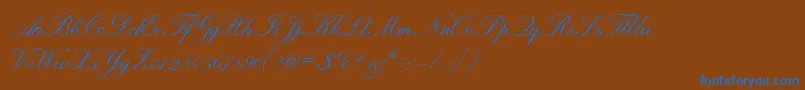 Calligraphrussianc-Schriftart – Blaue Schriften auf braunem Hintergrund