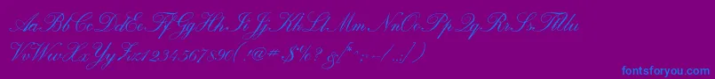 Calligraphrussianc-Schriftart – Blaue Schriften auf violettem Hintergrund