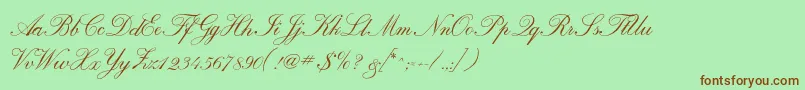 Fonte Calligraphrussianc – fontes marrons em um fundo verde