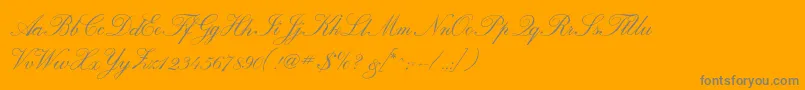 Calligraphrussianc-Schriftart – Graue Schriften auf orangefarbenem Hintergrund