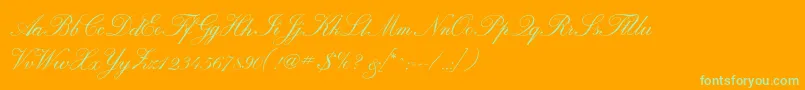 fuente Calligraphrussianc – Fuentes Verdes Sobre Fondo Naranja