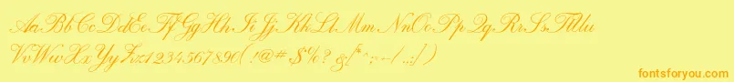 Calligraphrussianc Font – Orange Fonts on Yellow Background
