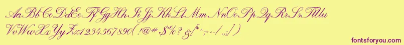 Calligraphrussianc-Schriftart – Violette Schriften auf gelbem Hintergrund