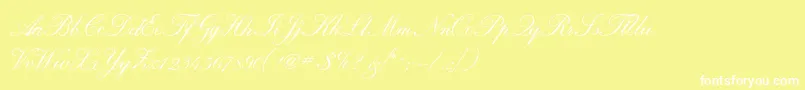 Calligraphrussianc-Schriftart – Weiße Schriften auf gelbem Hintergrund