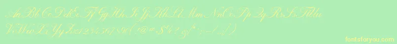 フォントCalligraphrussianc – 黄色の文字が緑の背景にあります
