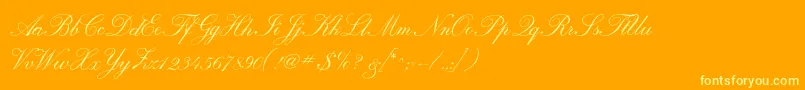 Calligraphrussianc Font – Yellow Fonts on Orange Background