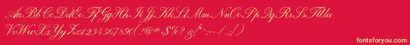 Fonte Calligraphrussianc – fontes amarelas em um fundo vermelho