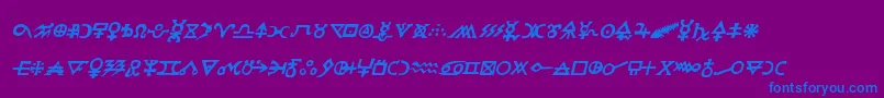 Fonte Hermeticspellbookital – fontes azuis em um fundo violeta