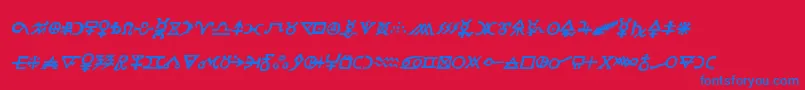 Hermeticspellbookital-fontti – siniset fontit punaisella taustalla