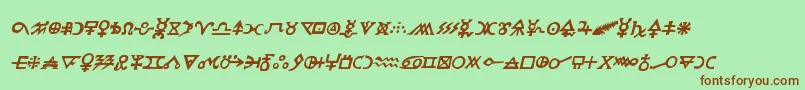 Hermeticspellbookital-Schriftart – Braune Schriften auf grünem Hintergrund