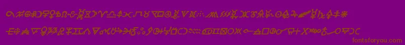 フォントHermeticspellbookital – 紫色の背景に茶色のフォント