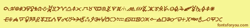 Fonte Hermeticspellbookital – fontes marrons em um fundo amarelo
