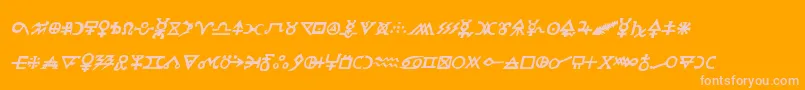 Hermeticspellbookital-fontti – vaaleanpunaiset fontit oranssilla taustalla