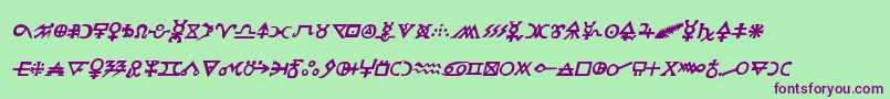 Hermeticspellbookital Font – Purple Fonts on Green Background