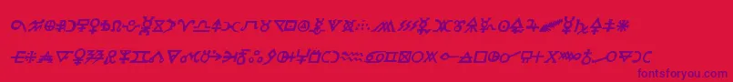 Hermeticspellbookital-Schriftart – Violette Schriften auf rotem Hintergrund