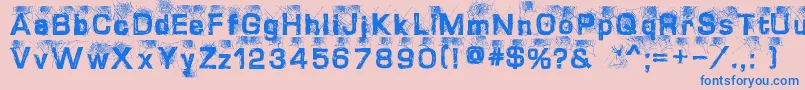 DirtySweb-Schriftart – Blaue Schriften auf rosa Hintergrund