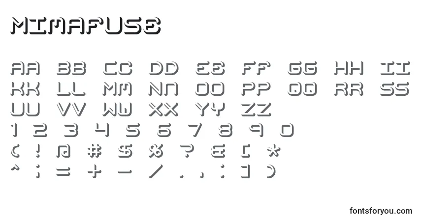 Schriftart Mimafuse – Alphabet, Zahlen, spezielle Symbole