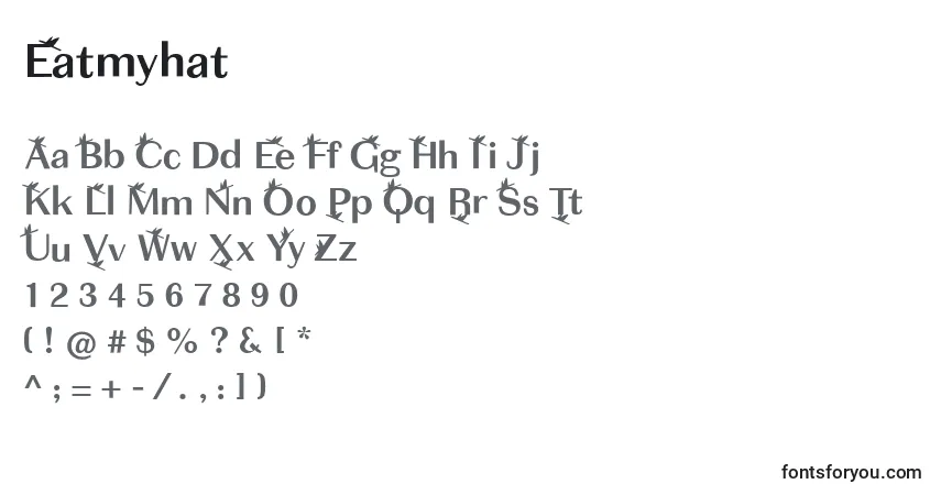 Czcionka Eatmyhat – alfabet, cyfry, specjalne znaki