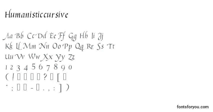 Шрифт Humanisticcursive – алфавит, цифры, специальные символы