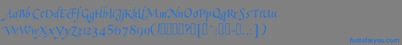 Humanisticcursive-Schriftart – Blaue Schriften auf grauem Hintergrund