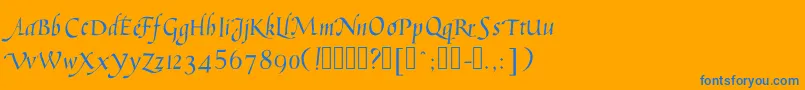 More about Humanisticcursive Font Humanisticcursive Font – Blue Fonts on Orange Background
