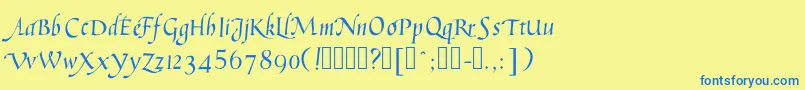 Humanisticcursive Font – Blue Fonts on Yellow Background