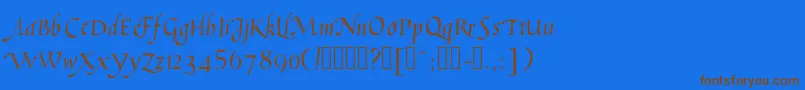 Humanisticcursive Font – Brown Fonts on Blue Background