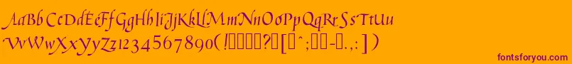 Humanisticcursive Font – Purple Fonts on Orange Background