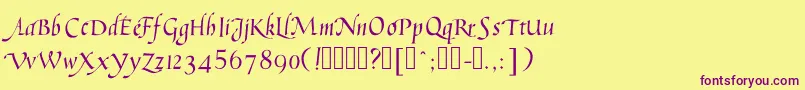 More about Humanisticcursive Font Humanisticcursive Font – Purple Fonts on Yellow Background