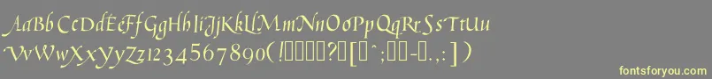 Humanisticcursiveフォントについての詳細 フォントHumanisticcursive – 黄色のフォント、灰色の背景