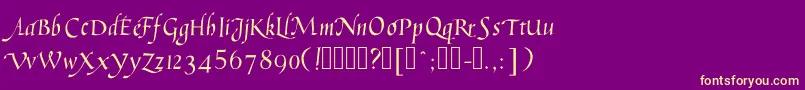 Więcej informacji o czcionce Humanisticcursive Czcionka Humanisticcursive – żółte czcionki na fioletowym tle