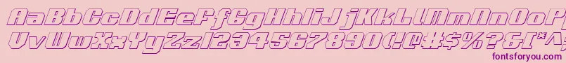 Voortrekker3DItalic-Schriftart – Violette Schriften auf rosa Hintergrund