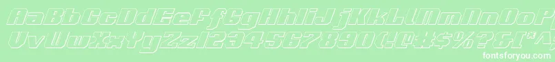 Czcionka Voortrekker3DItalic – białe czcionki na zielonym tle