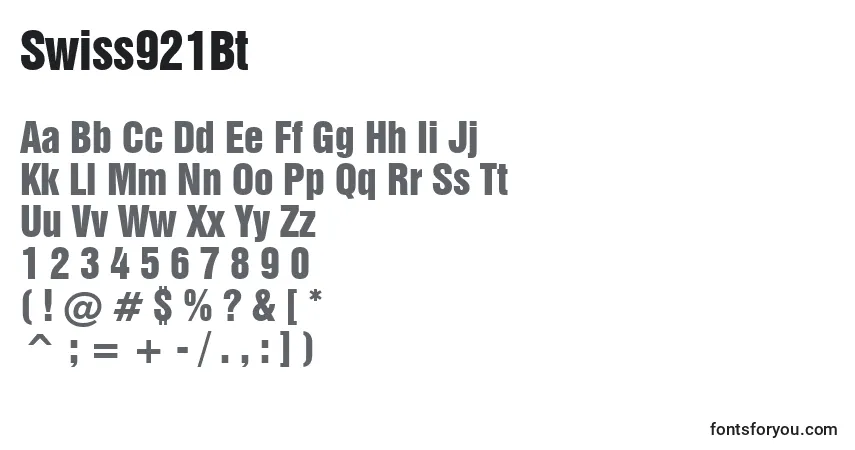 A fonte Swiss921Bt – alfabeto, números, caracteres especiais