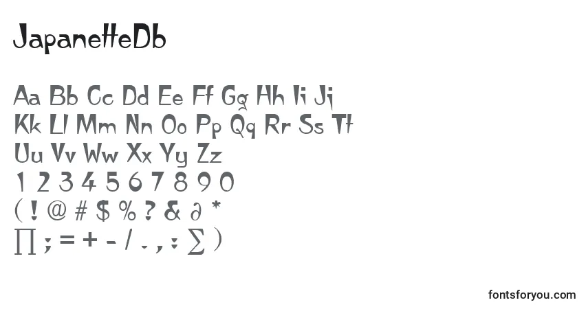 Fuente JapanetteDb - alfabeto, números, caracteres especiales